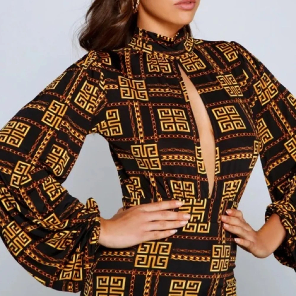 Key hole brocade print dress - Picture 5 of 5
